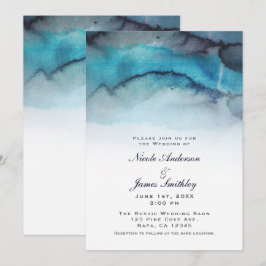 Abstrakte Wellen an der Küste von Navy Blue Einladung