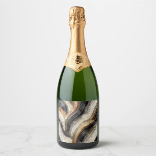 abstrakte Wellen Champagnerflaschenetikett