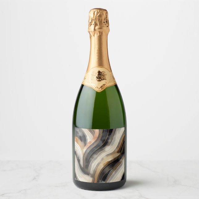 abstrakte Wellen Champagnerflaschenetikett (Vorderseite)