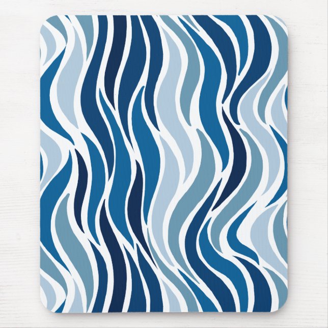 Abstrakte Wellen in Blau  Mousepad (Vorne)