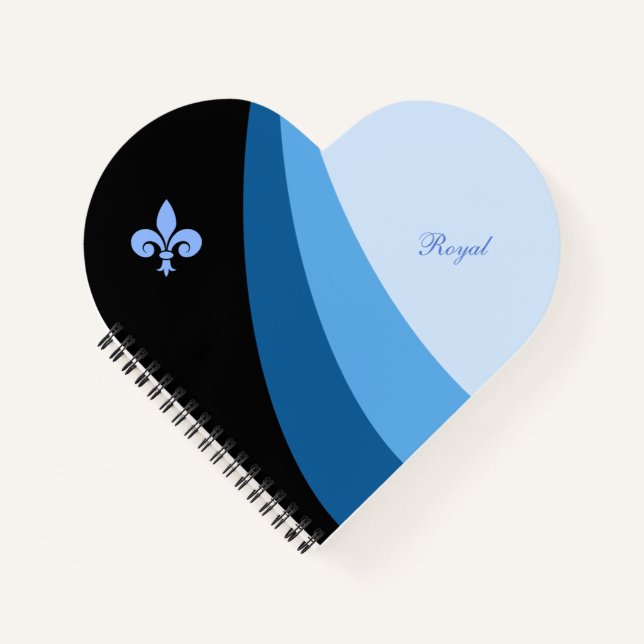 Abstrakte Wellen in blauen Farbtönen und Lilie Notizbuch (Vorderseite)