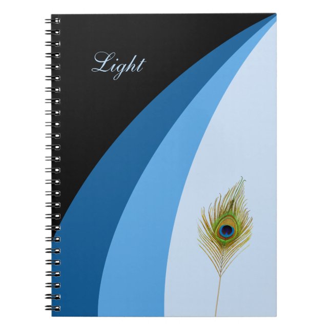 Abstrakte Wellen in blauen Farbtönen und Pfauenfed Notizblock (Vorderseite)