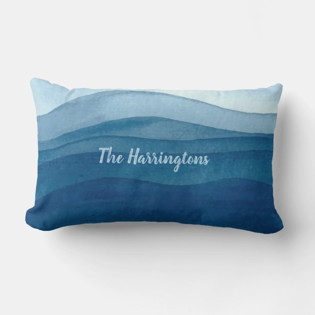 Abstrakte Wellen-individueller Name Throwkissen Lendenkissen (Vorderseite)