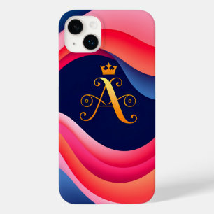 Abstrakte Wellen mit stilvollen goldenen Initialen Case-Mate iPhone 14 Plus Hülle
