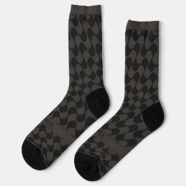 Abstrakte Wellen Schwarz und Grau mit Text Socken
