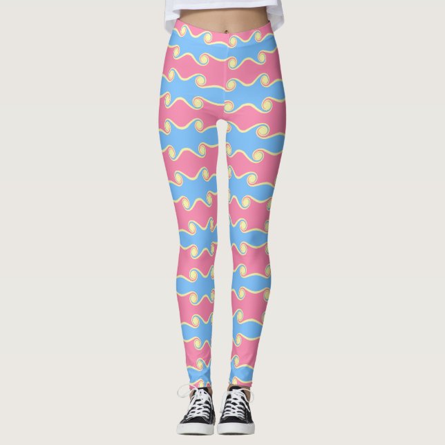 Abstrakte Wellenbrecher in Pastellfarben Leggings (Vorderseite)