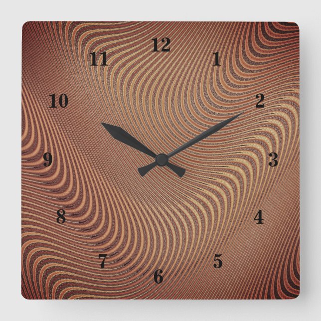 Abstrakte, wellenförmige Musterlinien - Quadratische Wanduhr (Vorderseite)