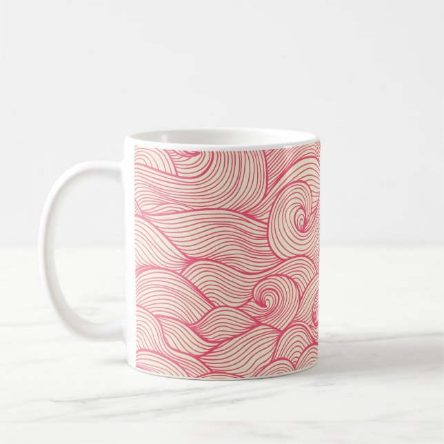 Abstrakte, wellenförmige Striche, Vintages Muster. Kaffeetasse (Links)