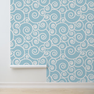 Abstrakte Wellenmuster Lichtblau und Weißer Ozean Tapete