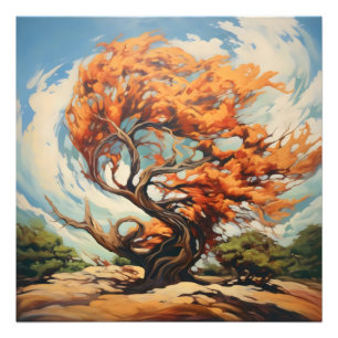 Abstrakte Welt mit geflecktem Baum Fotodruck