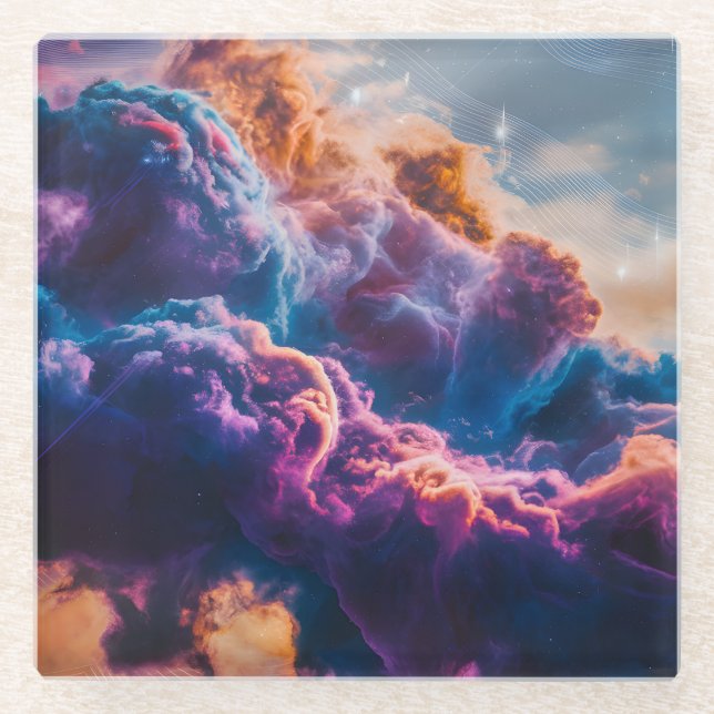 Abstrakte Weltraum-Nebel-Kunst - Farbkosmos Glasuntersetzer (Vorderseite)
