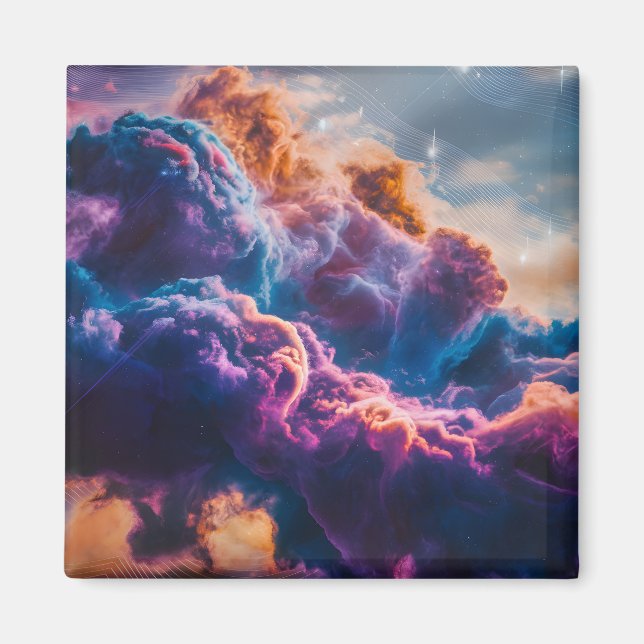 Abstrakte Weltraum-Nebel-Kunst - Farbkosmos Magnet (Vorne)