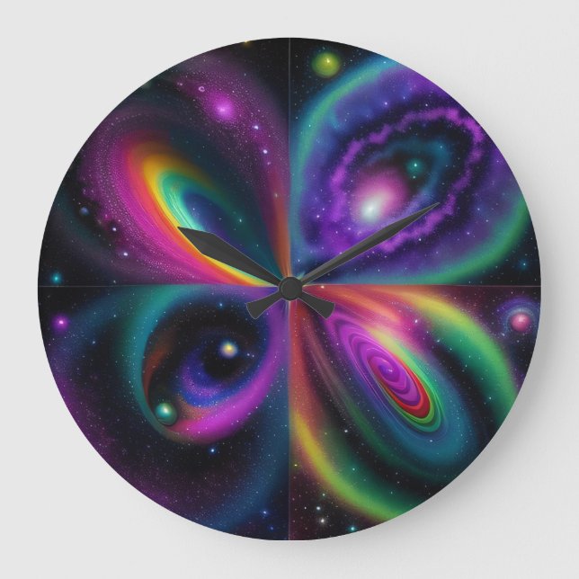 Abstrakte Weltraumkunst Große Wanduhr (Vorderseite)