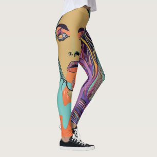 Abstrakte Whimsical Face Farbenfrohe Künstlerische Leggings