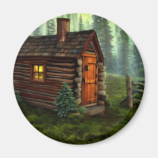 Abstrakte Whimsical Kleine Jagdhütte Magnet (Vorne)
