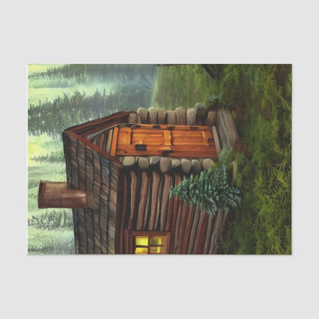 Abstrakte Whimsical Kleine Jagdhütte Seidenpapier (Vorderseite)