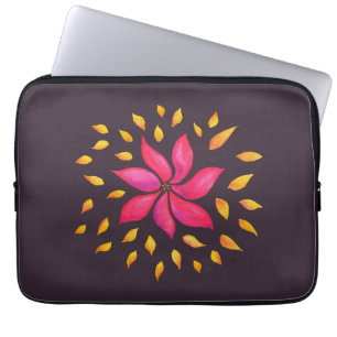 Abstrakte Whimsikfarbene Wasserfarbe Rosa Blume Laptopschutzhülle