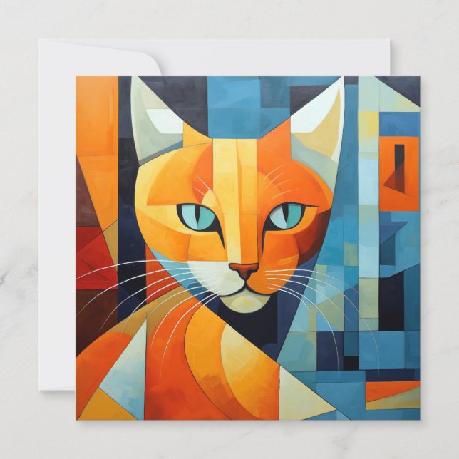 Abstrakte Whiskys: Orange Cat Feiertagskarte (Vorderseite)