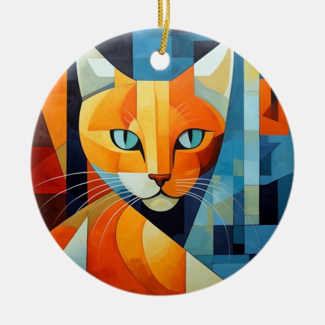 Abstrakte Whiskys: Orange Cat Keramik Ornament (Vorne)