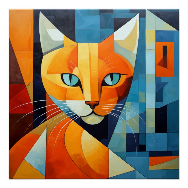 Abstrakte Whiskys: Orange Cat Poster (Vorderseite)