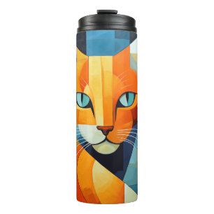 Abstrakte Whiskys: Orange Cat Thermosbecher