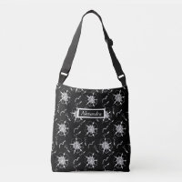 Abstrakte White Line Art Blume auf schwarz