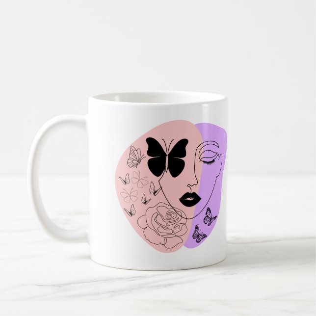 Abstrakte, wiederverwendbare Lebensmitteltasche Kaffeetasse (Links)