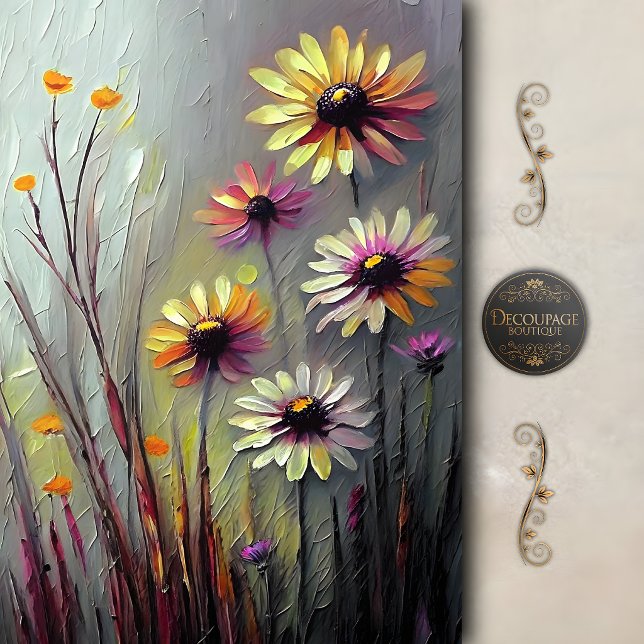 Abstrakte Wiesenmargerite Decoupage Seidenpapier (Abstract Meadow Daisy Decoupage Tissue Paper)