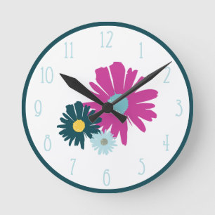 Abstrakte Wildblume, Illustrationsmauer Runde Wanduhr