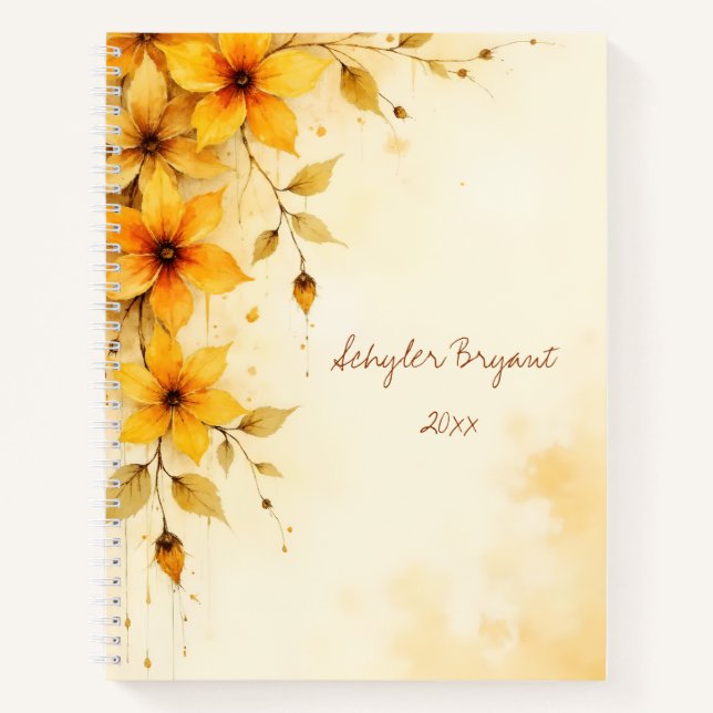 Abstrakte Wildblumen-Blumen-Spiralblock Notizbuch (Vorderseite)