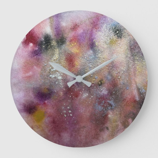 Abstrakte Wildblumen Große Wanduhr (Vorderseite)