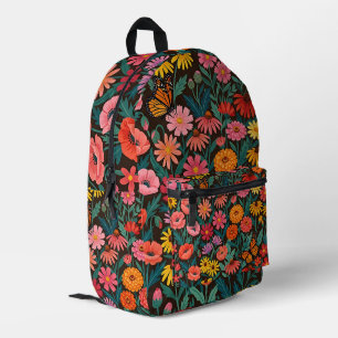 Abstrakte Wildblumen Monarch-Schmetterlinge Rucksa Bedruckter Rucksack