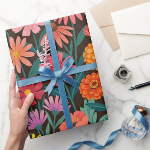 Abstrakte Wildblumen Monarchen Geschenkpapier