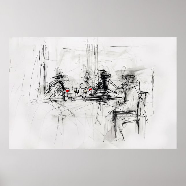 Abstrakte Wine Dinner Scene - Poster (Vorne)