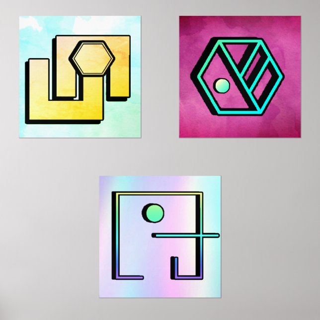 Abstrakte Winkel Bilderwand Sets (Vorderseite)