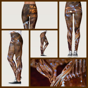 Abstrakte Wirbel aus Gold und Braun Leggings