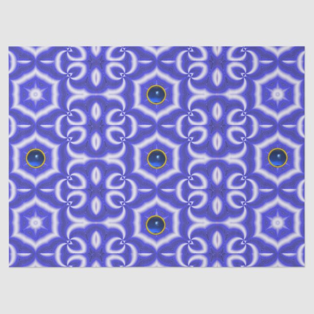 ABSTRAKTE WIRBEL, BLAUE STAR UND SAPPHIRE GEMSTONE SEIDENPAPIER (Vorderseite)