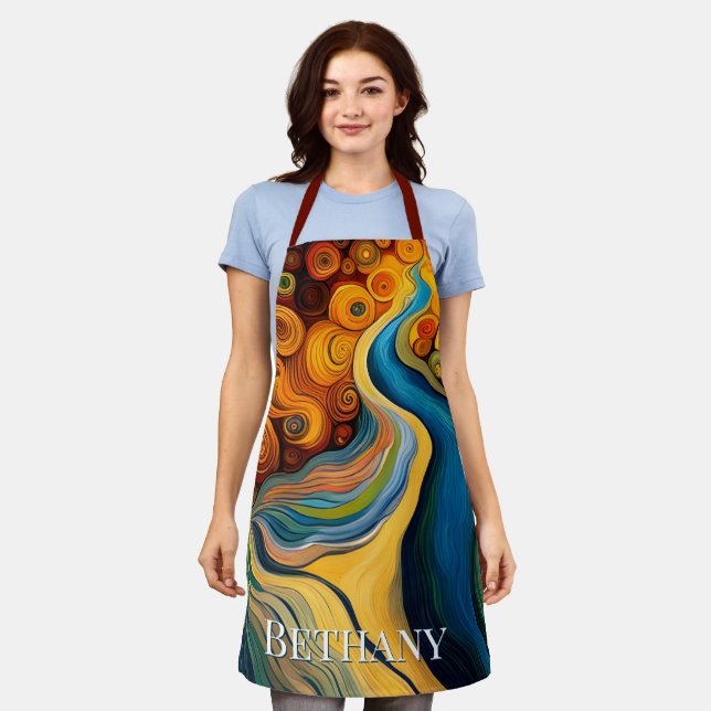 Abstrakte Wirbel der modernen Kunstfarben Schürze (Getragen)
