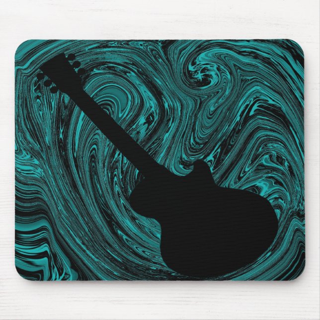 Abstrakte Wirbel Gitarre Mousepad, Aquamarin Mousepad (Vorne)