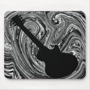 Abstrakte Wirbel Gitarre Mousepad, Black & White Mousepad