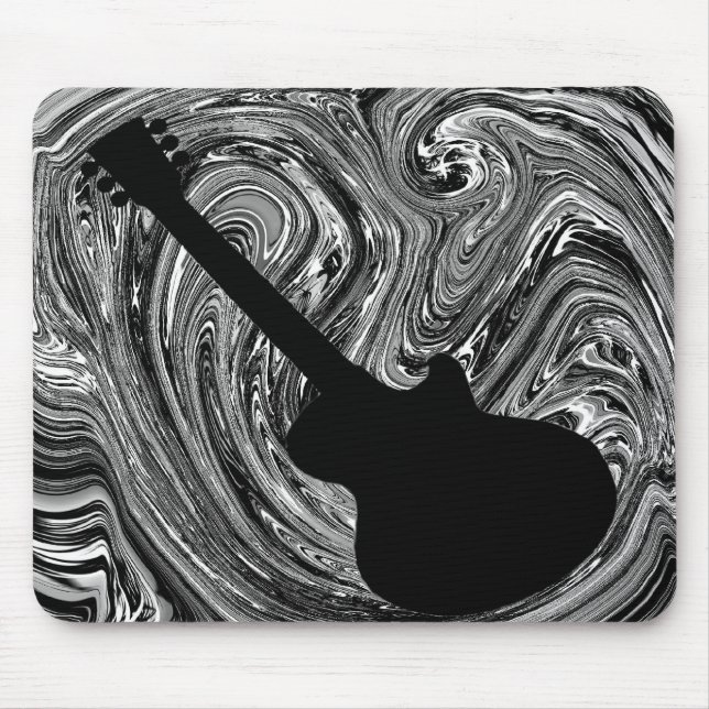 Abstrakte Wirbel Gitarre Mousepad, Black & White Mousepad (Vorne)