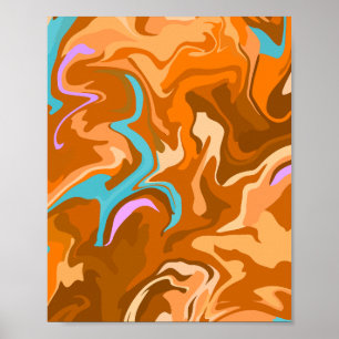 Abstrakte Wirbel in Orange und Light Blue Poster