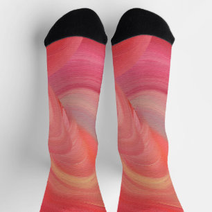 Abstrakte Wirbel in Rot, Rosa und Pfirsich Socken
