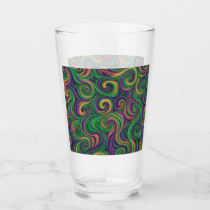 Abstrakte Wirbel in Violett, Gelb und Grün zum Mar Glas
