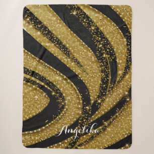 Abstrakte Wirbel Personalisierter Name Schwarz und Sherpadecke