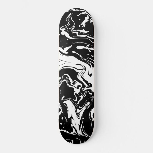 Abstrakte Wirbel Schwarz/Weiß (aktualisiertes Desi Skateboard (Vorderseite)