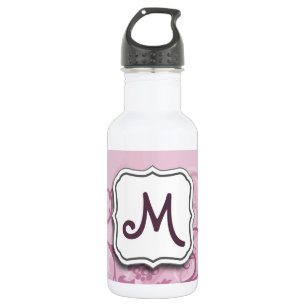 Abstrakte, wirbelfarbene Lavendel und Monogramm Edelstahlflasche