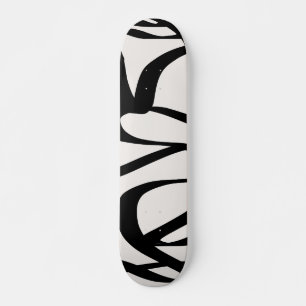 Abstrakte Wirbellinienformen Schwarz und Beige Cre Skateboard