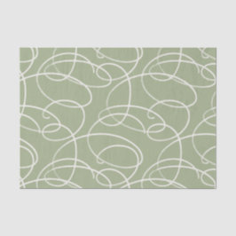 Abstrakte wirbelnde Rebe | Elegante grüne Linienku Seidenpapier