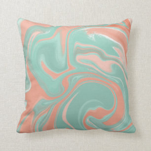 Abstrakte wirl Kunst im Korallenriff aquamarin Kissen